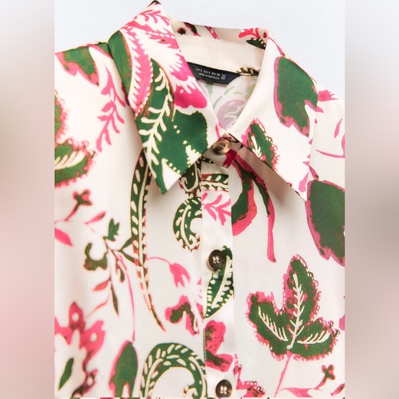 ZARA BELTED PRINTED SHIRT DRESS - Picture 9 of 11